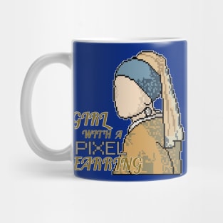 Girl with a Pixel Earring - Vermeer's Classic Painting in Digital Pixels Mug